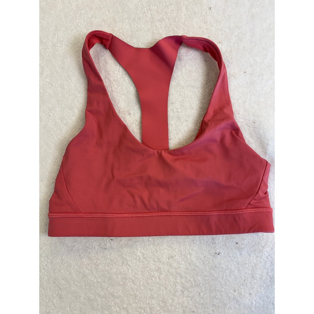 Lululemon Invigorate Sports Bra Coral Pink Racerback Medium Support Yoga Gym